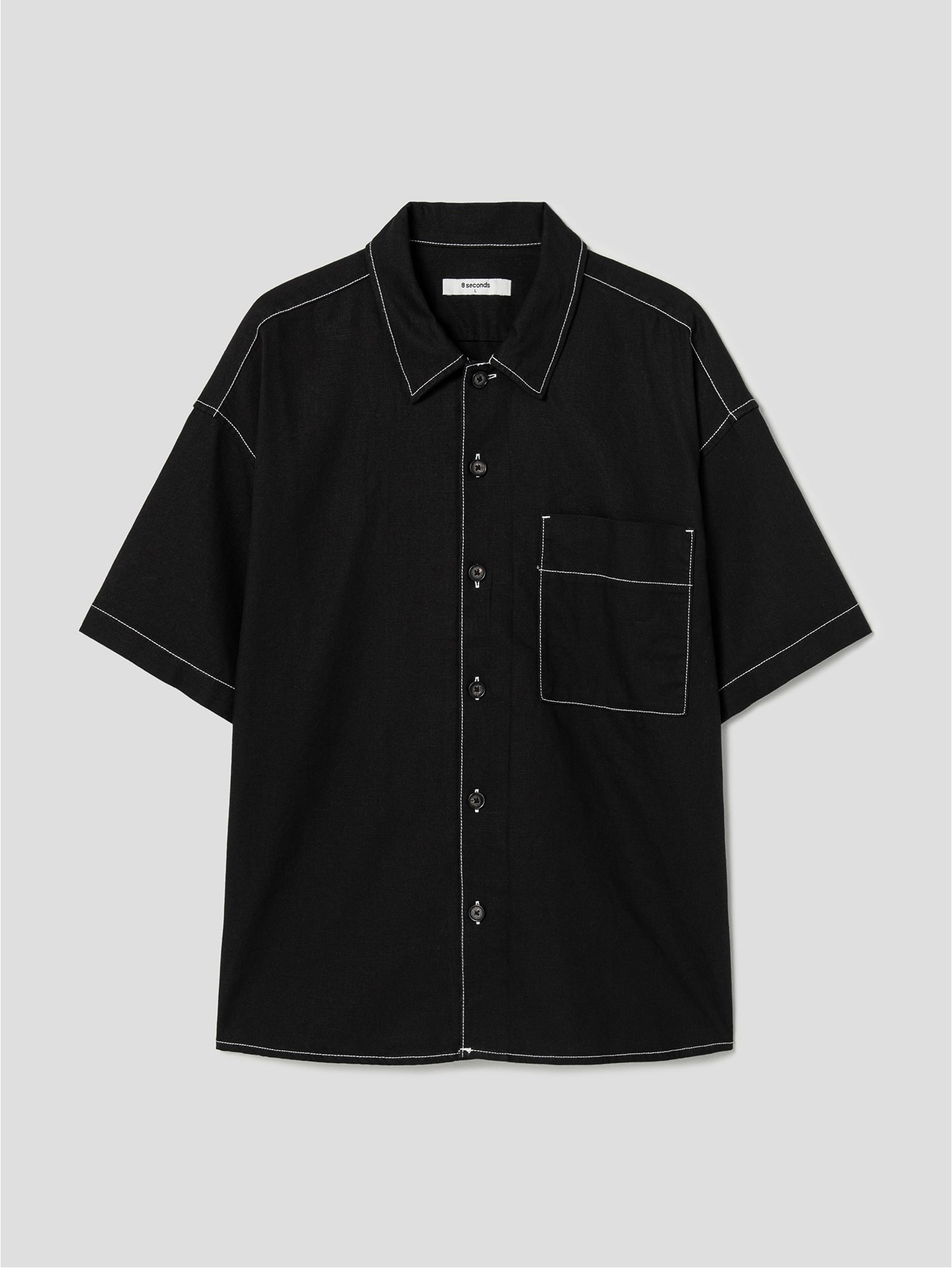 8seconds Linen Top Stitch Half Sleeve Shirt Black | Casual Shirts