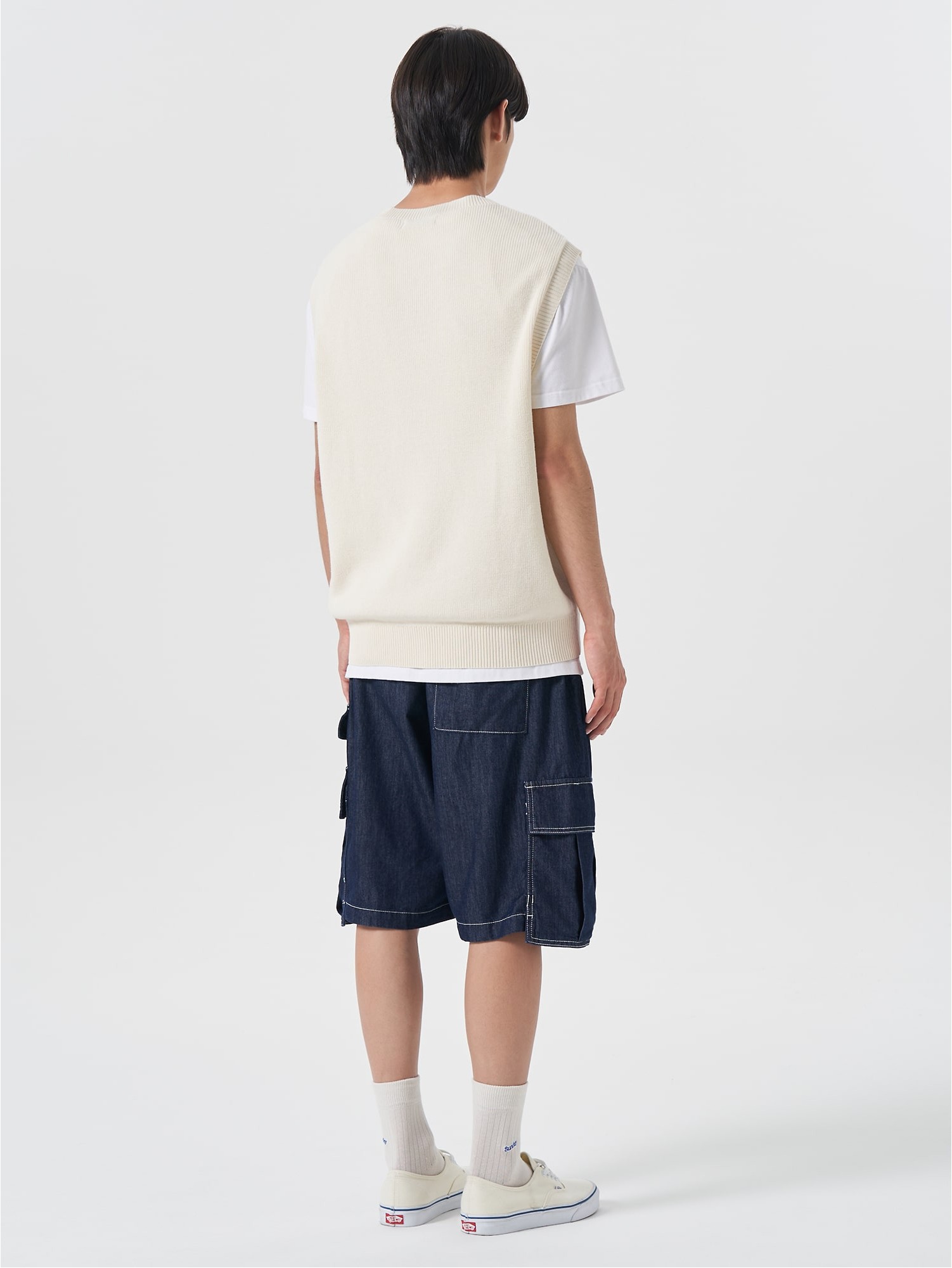 8seconds Oversized V Neck Knit Vest Ivory | Vests for Men 8seconds Oversized V Neck Knit Vest Ivory | Vests for Men