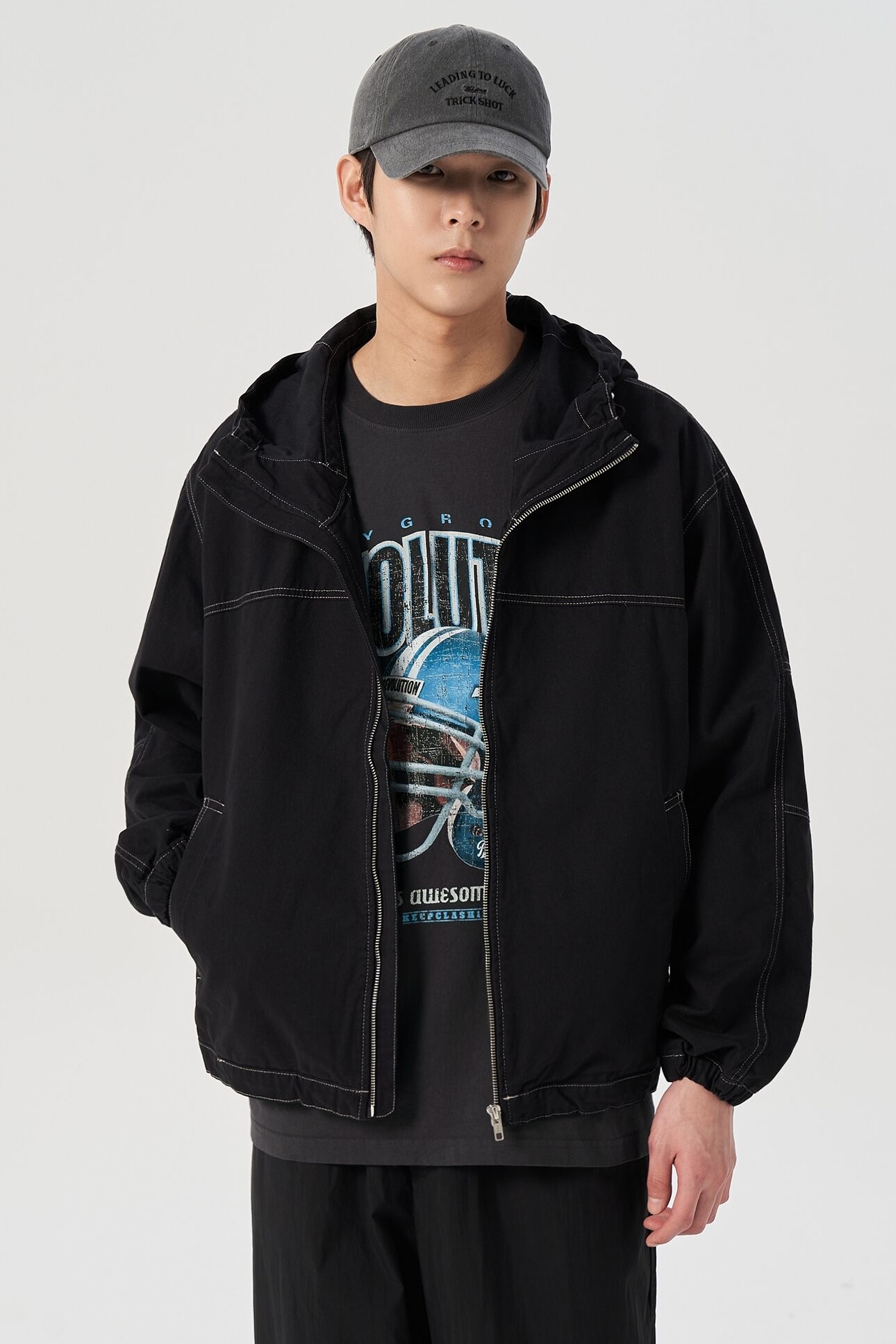 8seconds Cotton Hoodie Zipup Jumper Black | Hooded for Men | KOODING