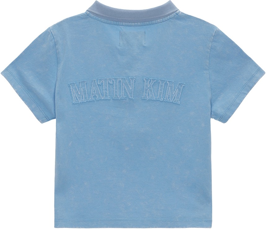 Tシャツ・カットソー [MATINKIM]application washed pique crop top in sky Matin Kim Applique Washed Pique Crop Top In Sky | Basic Tees