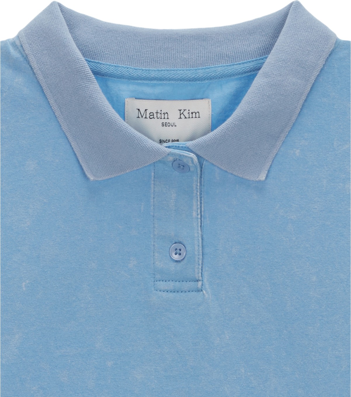 Tシャツ・カットソー [MATINKIM]application washed pique crop top in sky Matin Kim Applique Washed Pique Crop Top In Sky | Basic Tees