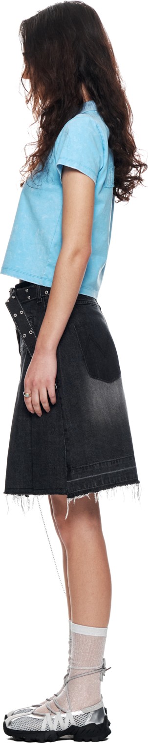 Matin Kim Applique Washed Pique Crop Top In Sky | Basic Tees