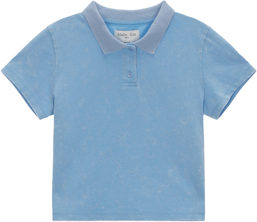 Tシャツ・カットソー [MATINKIM]application washed pique crop top in sky Matin Kim Applique Washed Pique Crop Top In Sky | Basic Tees