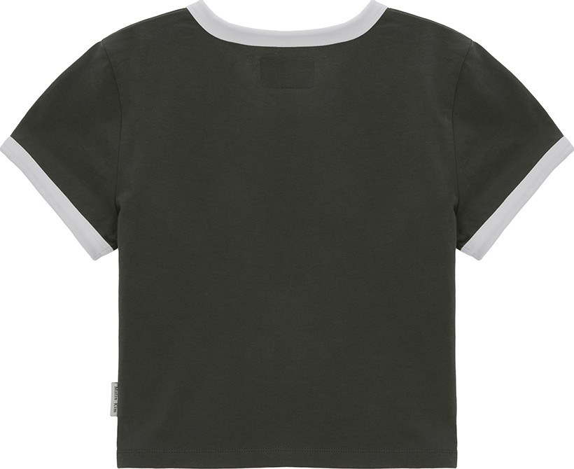 ★Matin Kim★ INK LETTERING TOP IN CHARCOAL MK2400TS023MCH FOR LOVERS LOGO POINT TOP IN CHARCOAL – Matin Kim