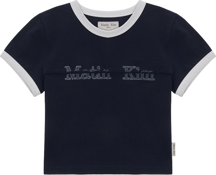 MATIN KIMLOGO CUTTED RINGER CROP TOP 新品 LOGO THREAD POINT CROP TOP IN BLACK – Matin Kim