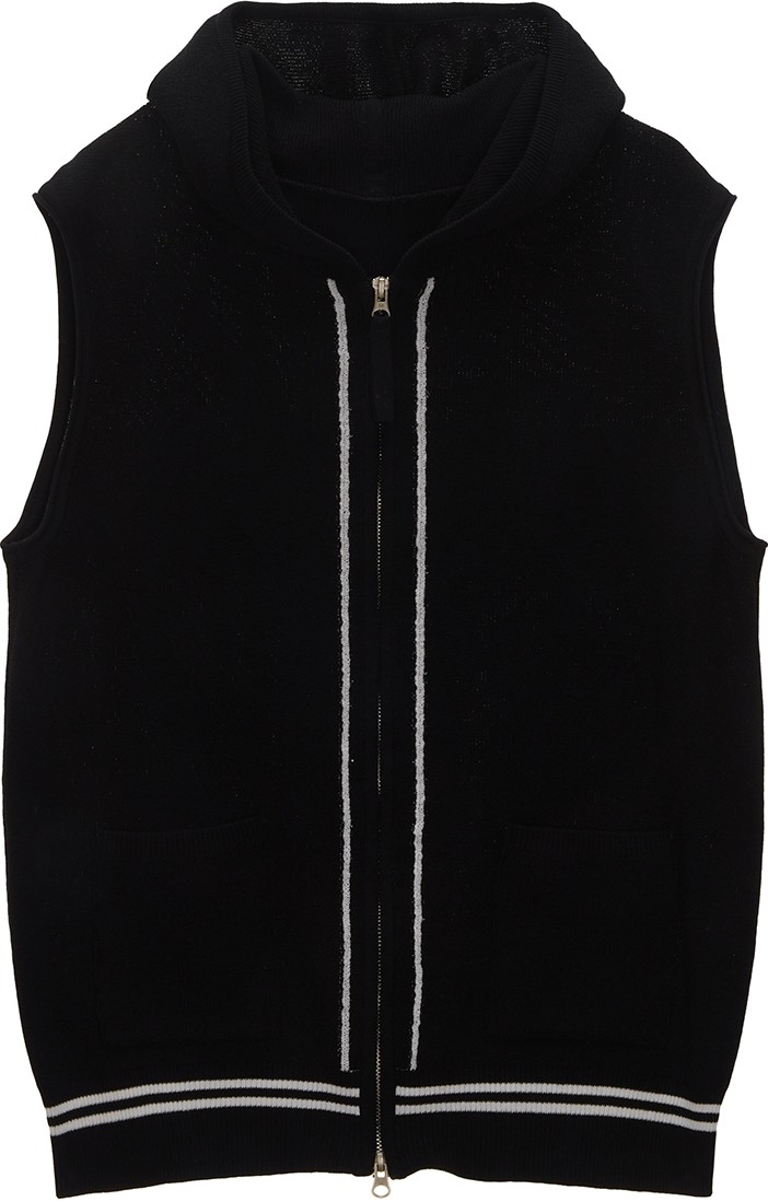 Matin Kim Hoody Point Logo Knit Vest For Men In Black