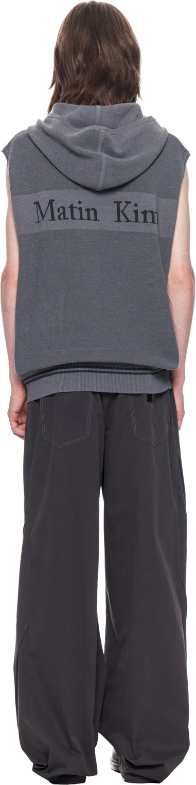 トップス Matin Kim HOODY POINT LOGO KNIT VEST Matin Kim Hoody Point Logo Knit Vest For Men In Charcoal