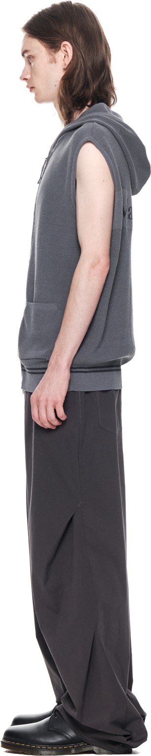 Matin Kim Hoody Point Logo Knit Vest For Men In Charcoal | Vests