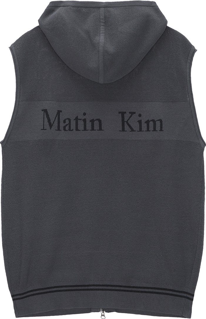 トップス Matin Kim HOODY POINT LOGO KNIT VEST Matin Kim Hoody Point Logo Knit Vest For Men In Charcoal
