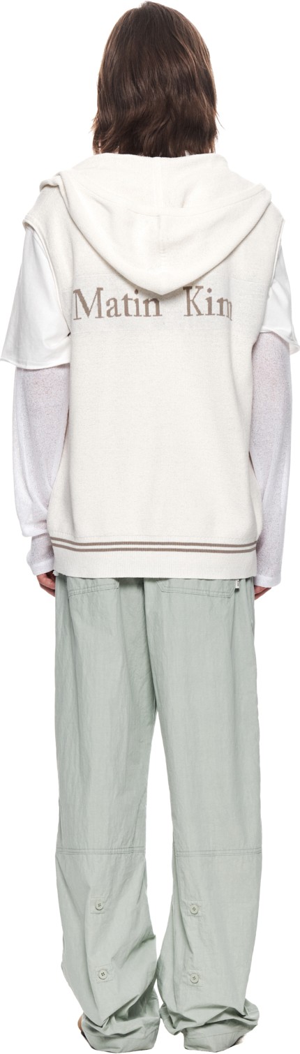 Matin Kim Hoody Point Logo Knit Vest For Men In Ivory | Vests for