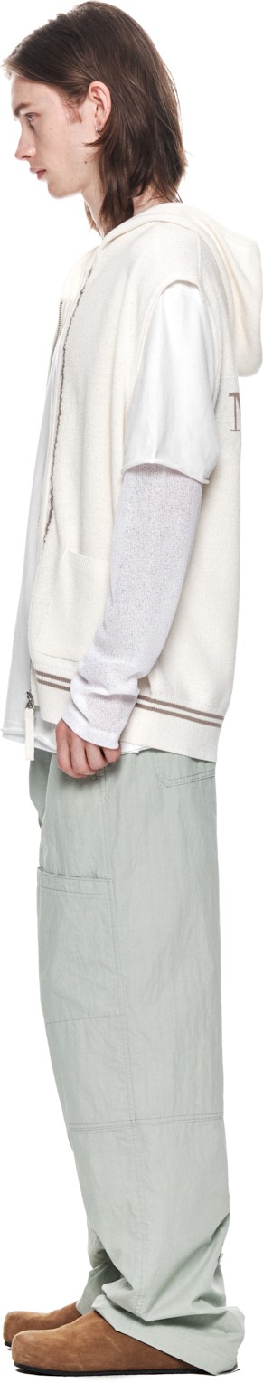 Matin Kim Hoody Point Logo Knit Vest For Men In Ivory