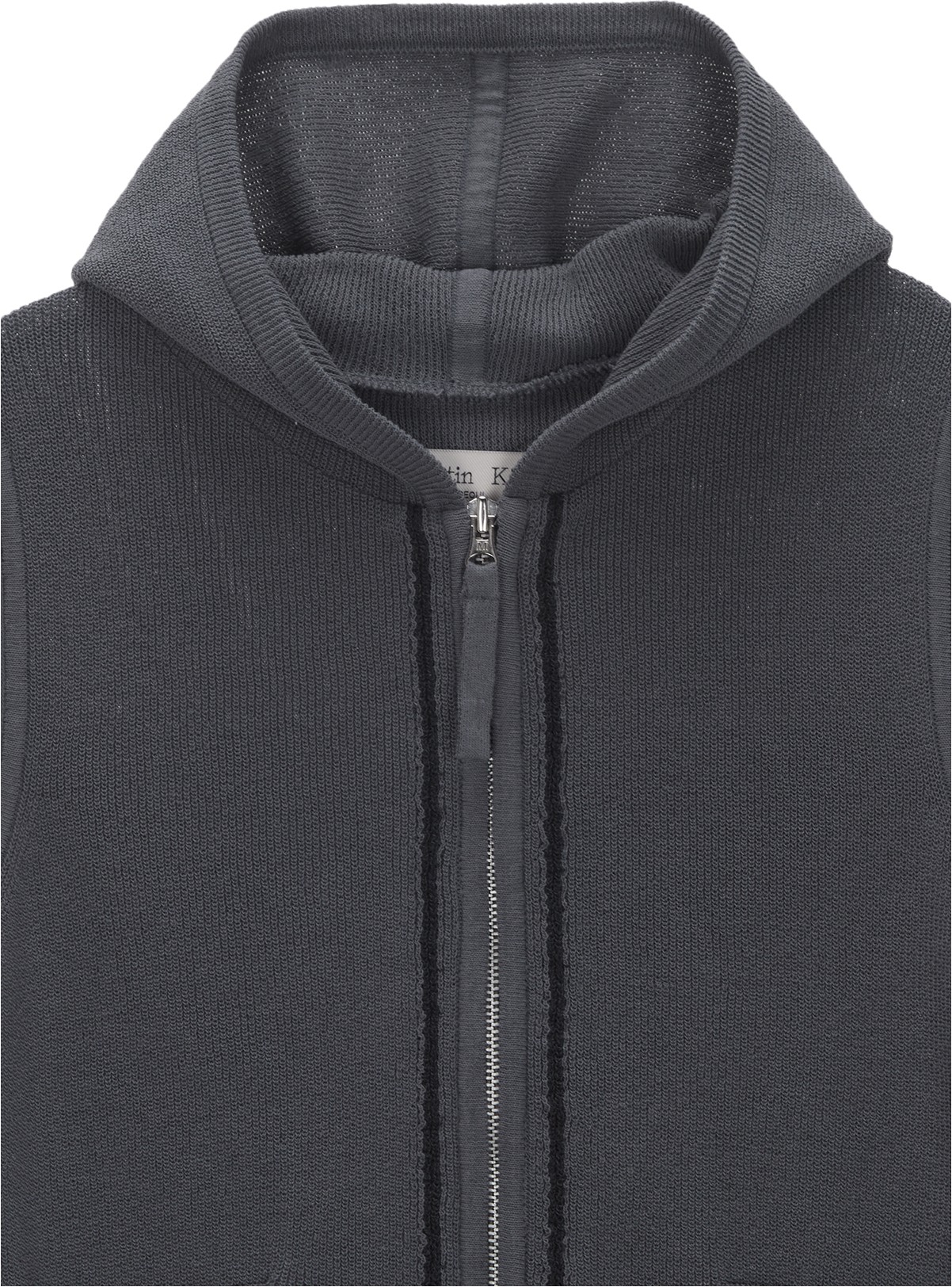 Matin Kim Hoody Point Logo Knit Vest For Women In Charcoal