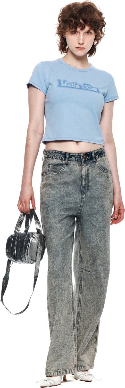 Matin Kim Matin Shade Logo Crop Top In Sky | Basic Tees for