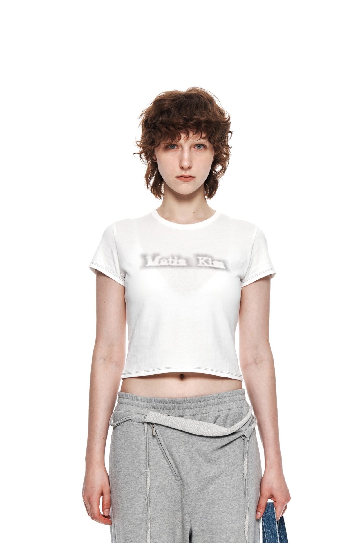 ★Matin Kim★ MATIN SHADE LOGO CROP TOP IN SKY MK2434TS032MS Matin Kim Matin Shade Logo Crop Top In Sky | Basic Tees for