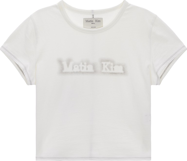 Matin Kim Matin Shade Logo Crop Top In White | Basic Tees