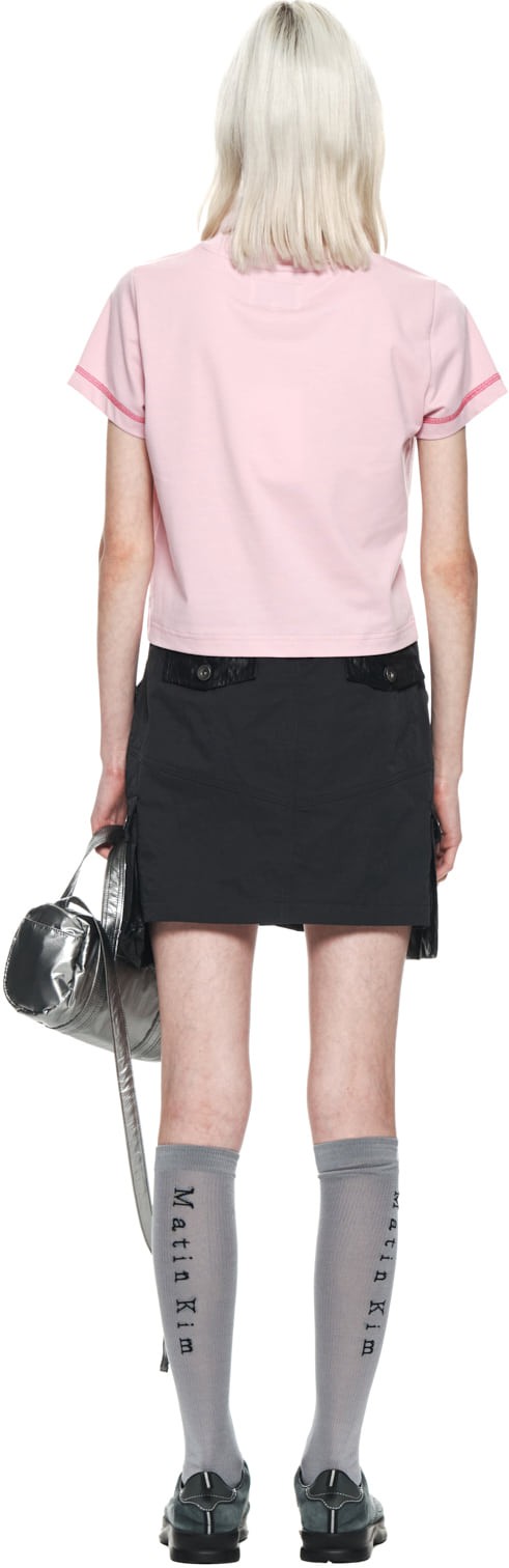 ★Matin Kim★ MATIN SMALL LINE LOGO STITCH CROP TOP IN PINK MATIN SMALL LINE LOGO STITCH CROP TOP IN PINK - MATINKIM