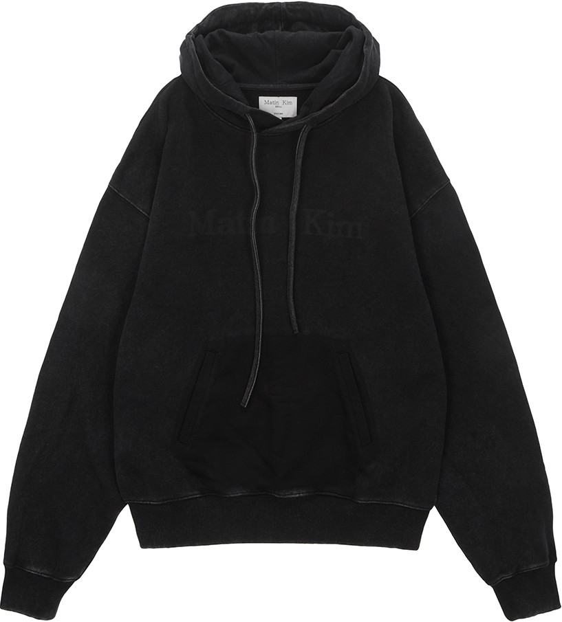 Matin Kim Pigment Dying Logo Hoody In Black | Sweatshirts