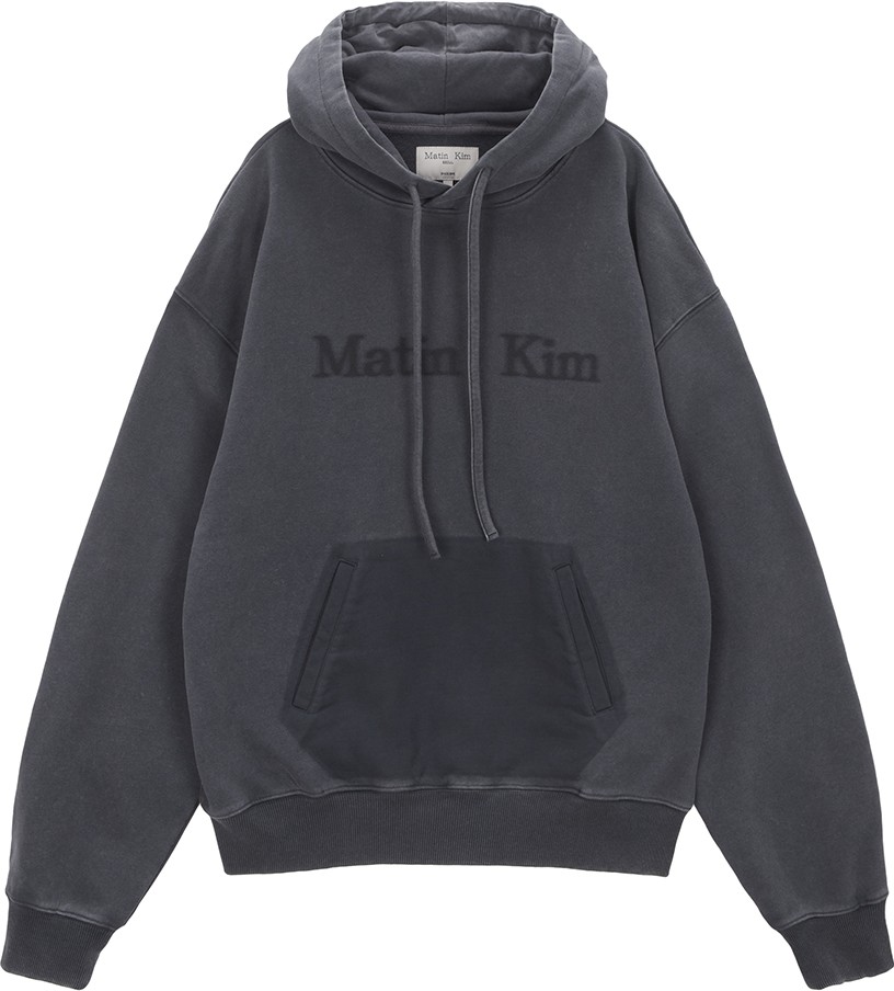 Matin Kim Pigment Dying Logo Hoody In Charcoal | Sweatshirts