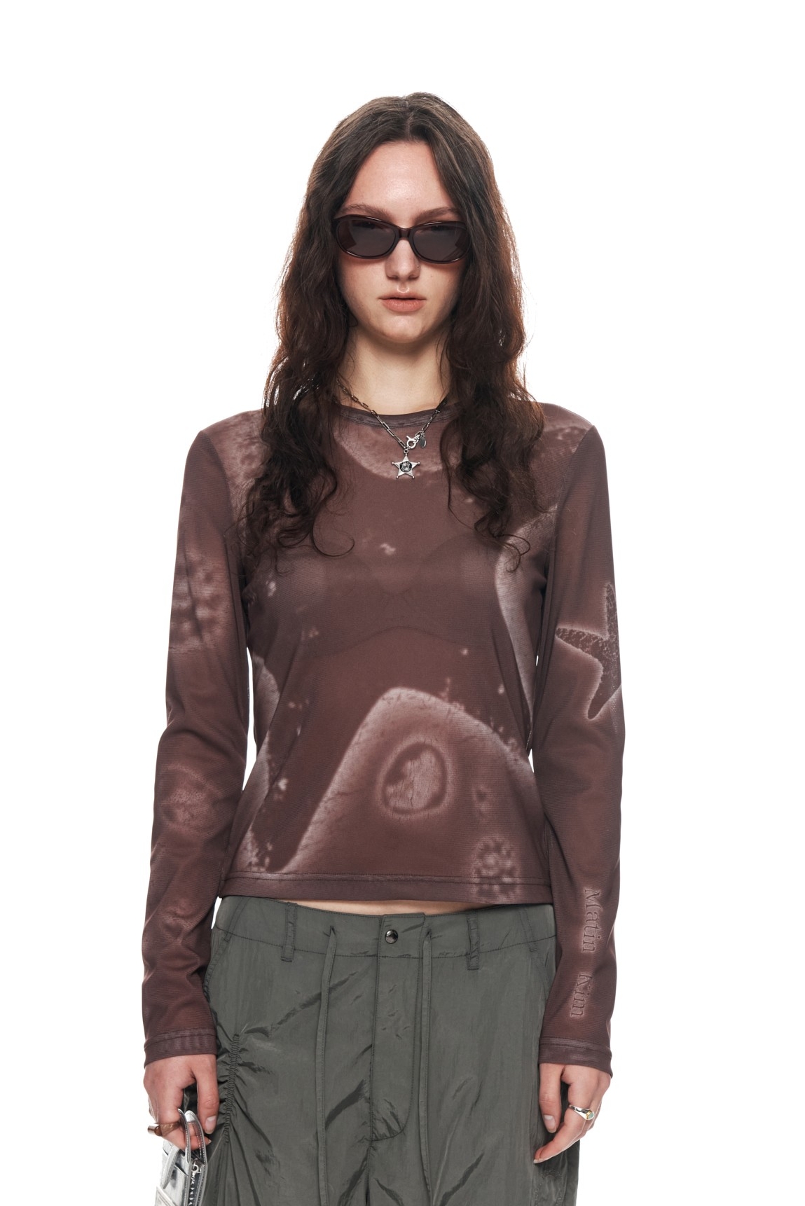 Matin Kim☆STARFISH MESH TOP Matin Kim Starfish Mesh Top In Pink | Basic Tees for Women