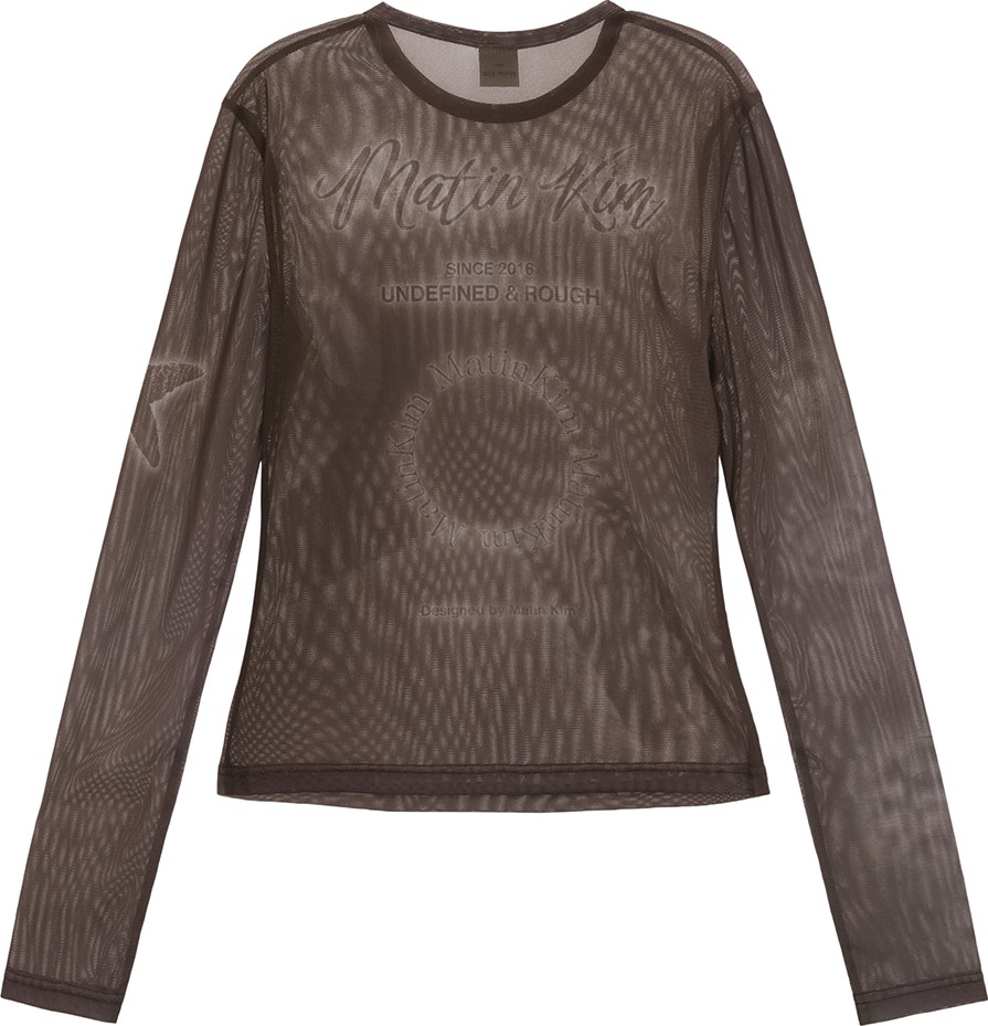 Matin Kim Starfish Mesh Top In Brown | Basic Tees for Women