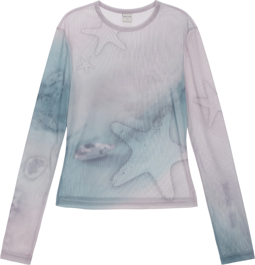 Matin Kim☆STARFISH MESH TOP Matin Kim Starfish Mesh Top In Pink | Basic Tees for Women