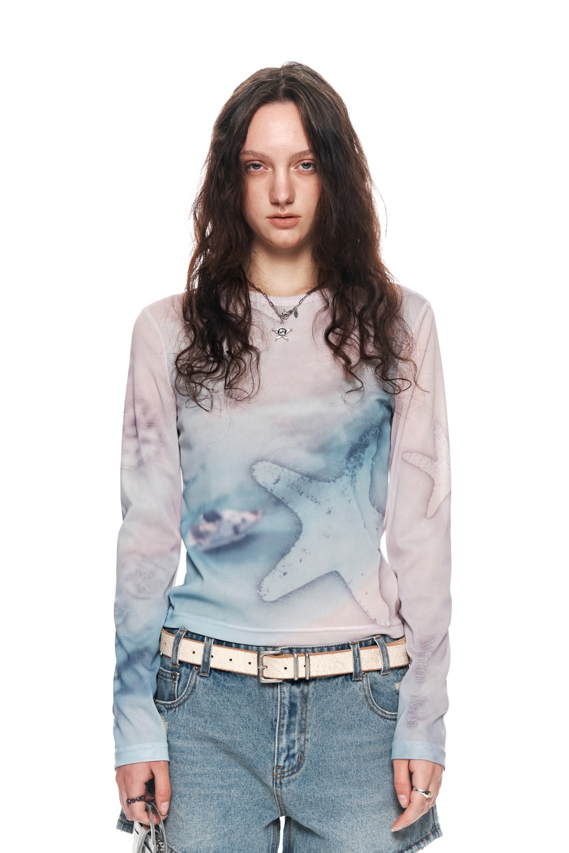 Matin Kim☆STARFISH MESH TOP Matin Kim Starfish Mesh Top In Pink | Basic Tees for Women