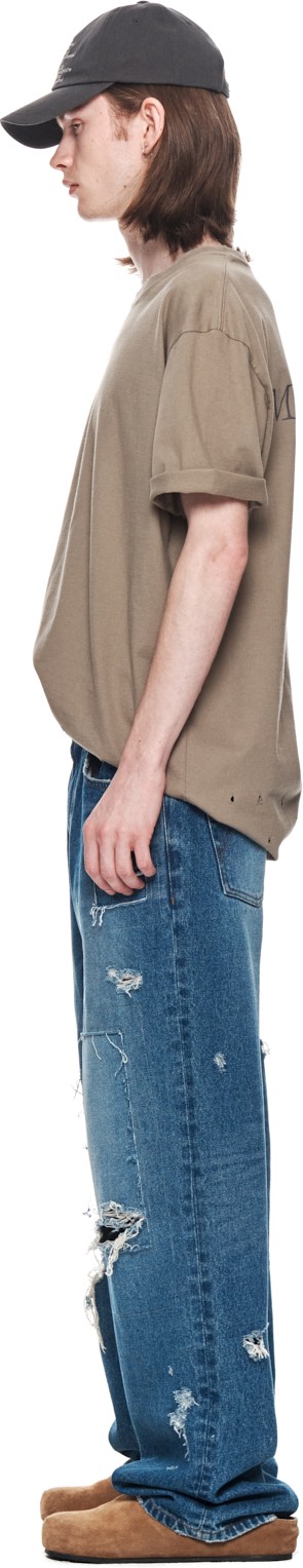 Matin Kim Vintage Detail Back Logo Top For Men In Beige