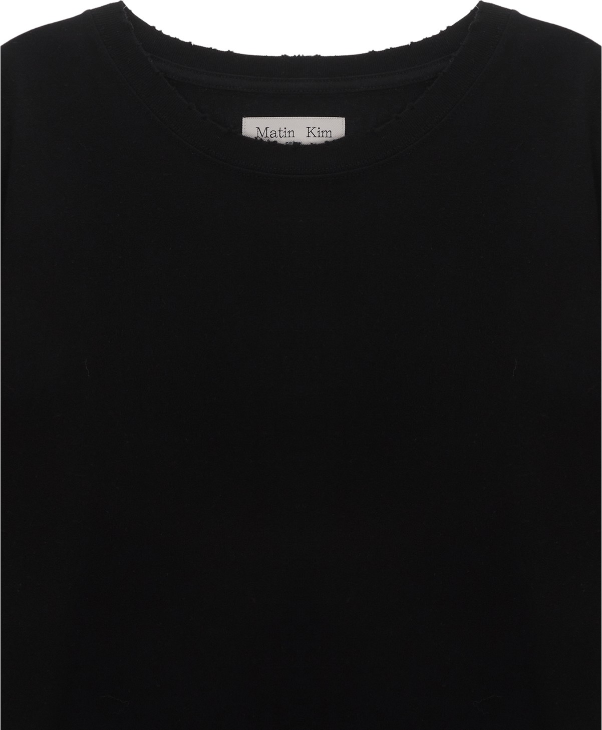 【MATIN KIM】VINTAGE BIG LOGO SLIM TOP FOR MEN★送料・関税込 Matin Kim Side Logo Taping Boxy Top In Black | Basic Tees