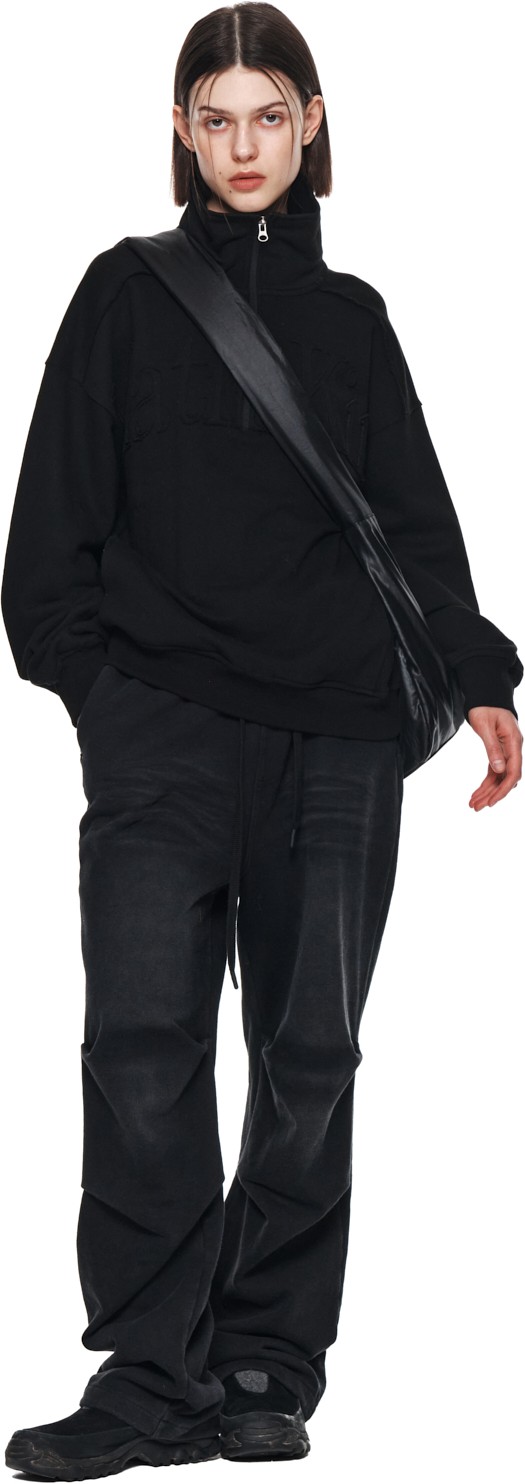 Matin Kim Big Logo Half Zip Sweatshirt In Black