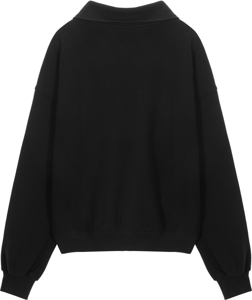 Matin Kim Big Logo Half Zip Sweatshirt In Black Matin Kim Big Logo Half Zip Sweatshirt In Black