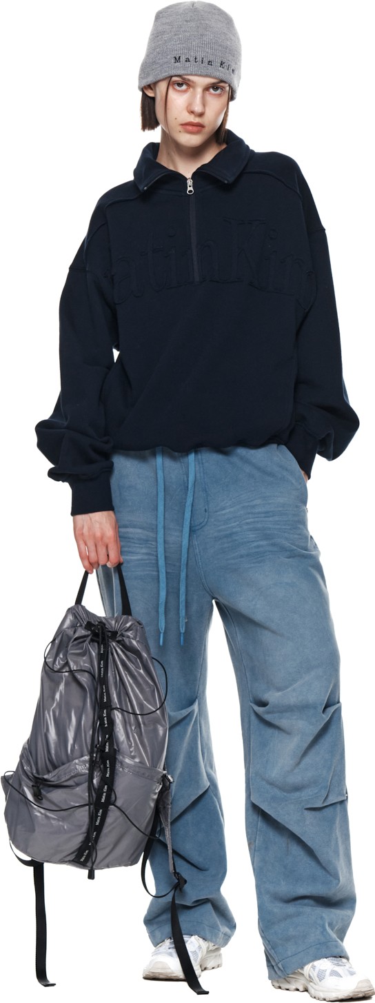 Matin Kim ジップスウェット Matin Kim Damage Logo Knit Hoodie In Black | Sweatshirts