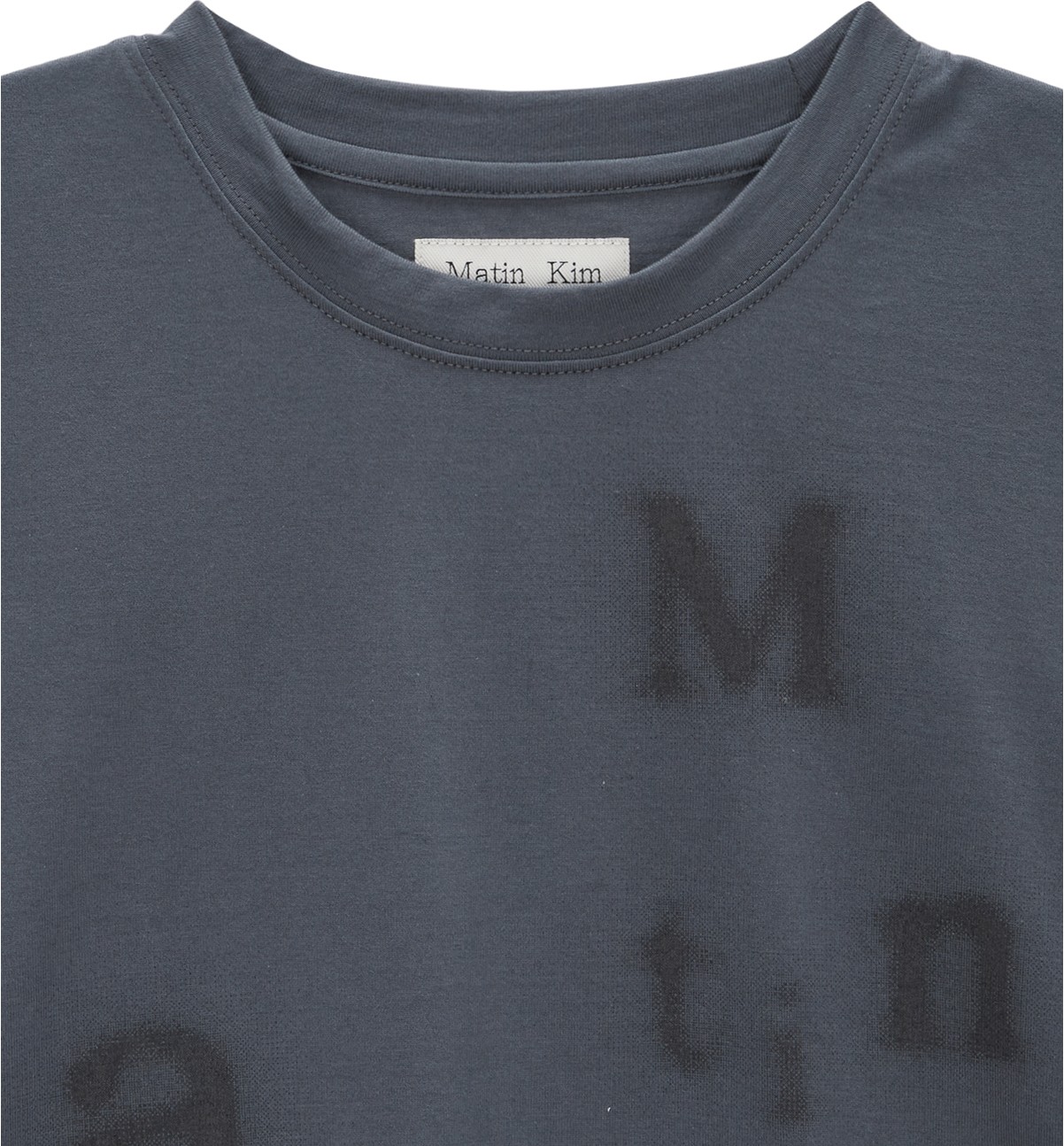 ★Matin Kim★ BLURRED LOGO CROP TOP IN CHARCOAL MK2400TS057M Matin Kim Blurred Logo Crop Top In Charcoal | Basic Tees for