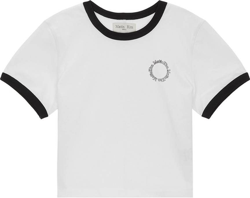 Matin Kim☆CIRCLE LOGO RINGER CROP TOP Matin Kim Circle Logo Ringer Crop Top In Black | Basic Tees