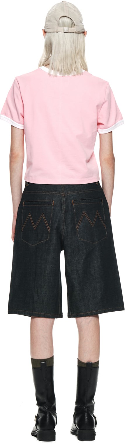 Matin Kim Circle Logo Ringer Crop Top In Pink | Basic Tees