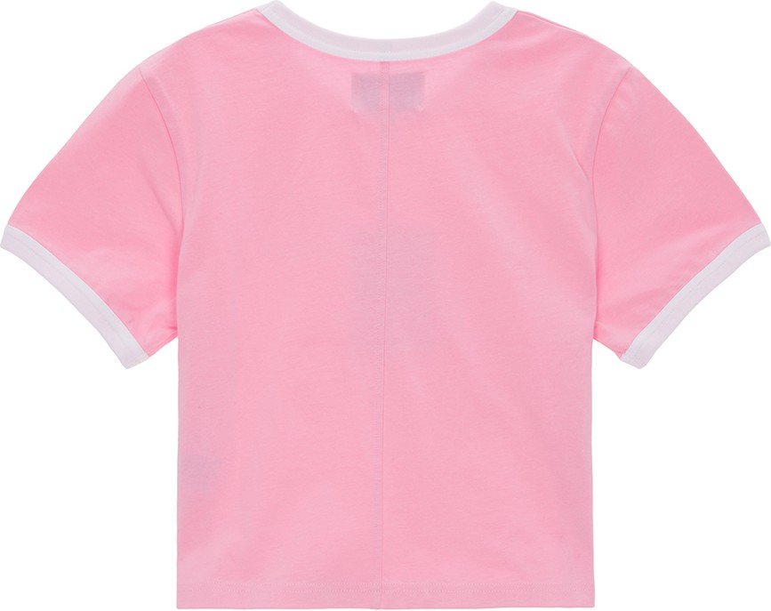 Matin Kim Circle Logo Ringer Crop Top In Pink | Basic Tees