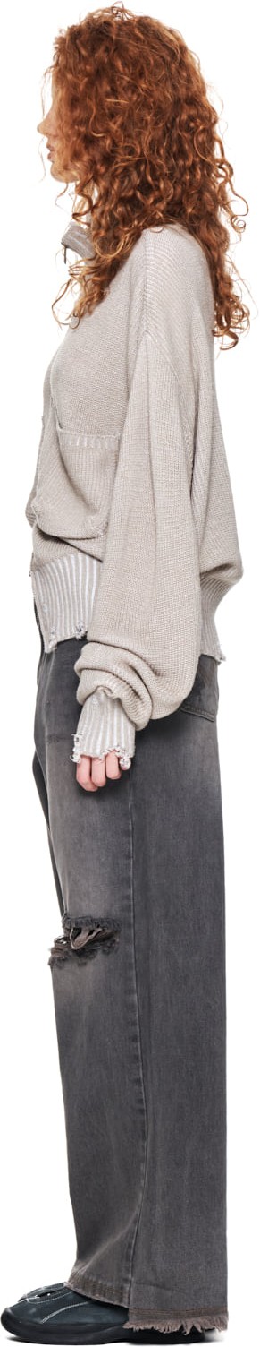 Matin Kim Color Ribbed High Neck Zip Up In Beige | Jackets