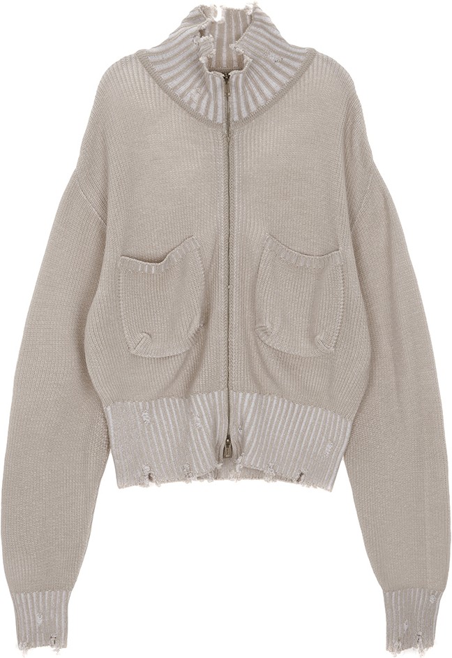 COLOR RIBBED HIGH NECK ZIP UP IN CHARCOAL – Matin Kim