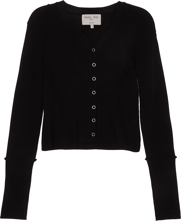Matin Kim Cut Out Detailed Knit Cardigan In Black
