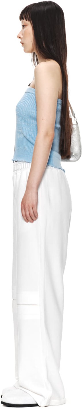 Matin Kim Damage Knit Zip Up Tube Top In Sky | Tank Tops