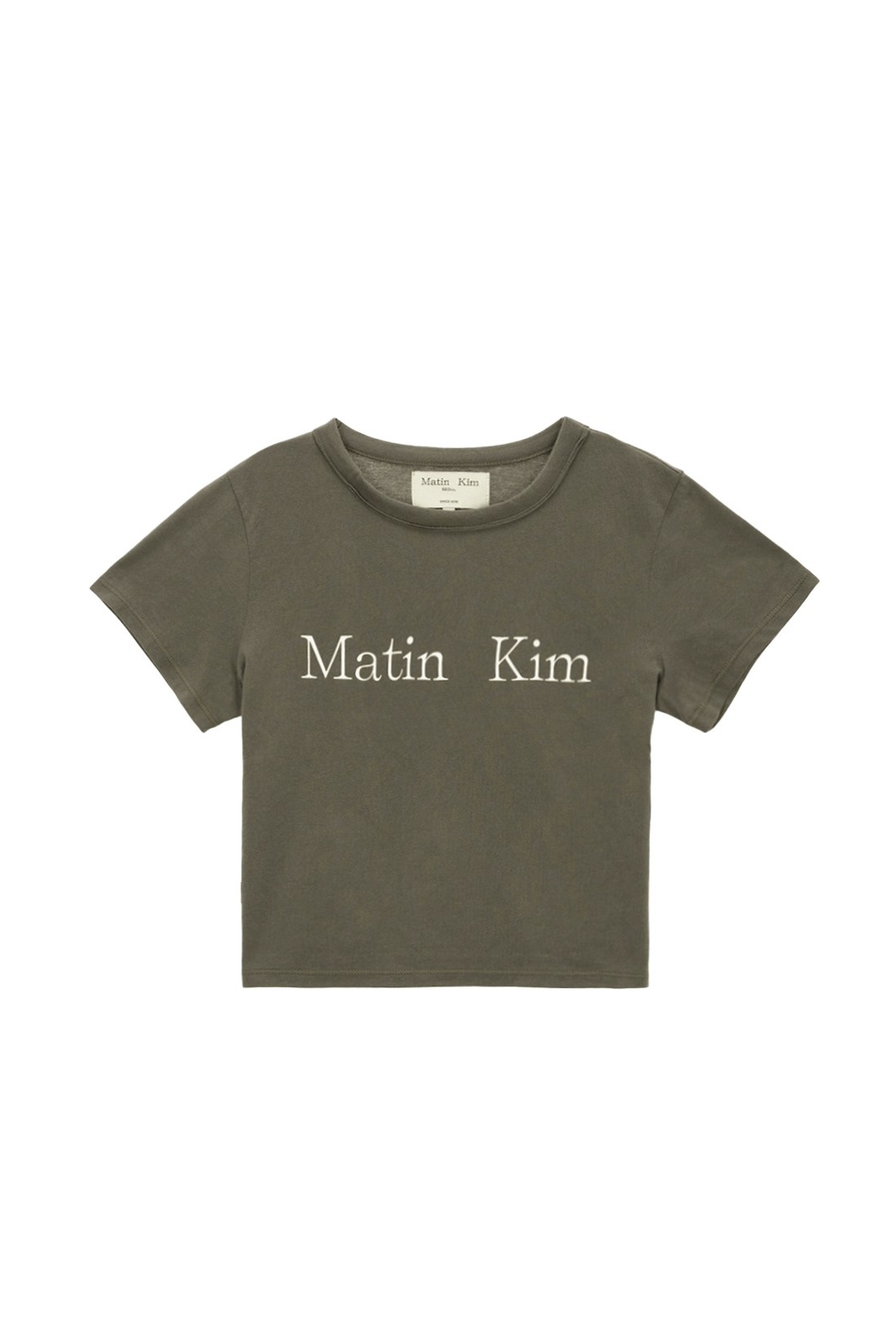 Matin Kim☆LOGO CROP TOP Matin Kim Matin Shade Logo Crop Top In White | Basic Tees