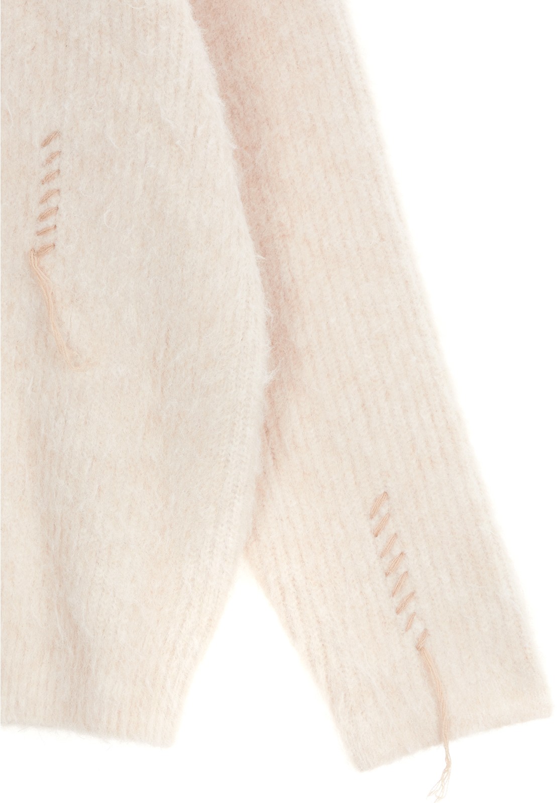 Matin Kim Logo Stitch Hairy Knit Pullover In Light Beige