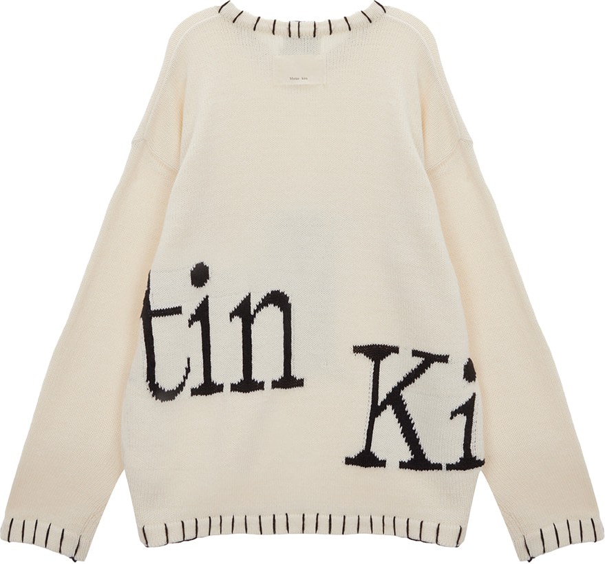 matinkim カラーラインポイントロゴニット　アイボリー 韓国 MATIN KIM ニット セーター COLOR LINE POINT LOGO KNIT