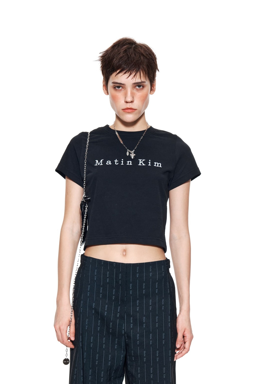 ● Matin Kim ●LOGO CUTTED CROP TOP IN BLACK LOGO CROP TOP IN BLACK – Matin Kim