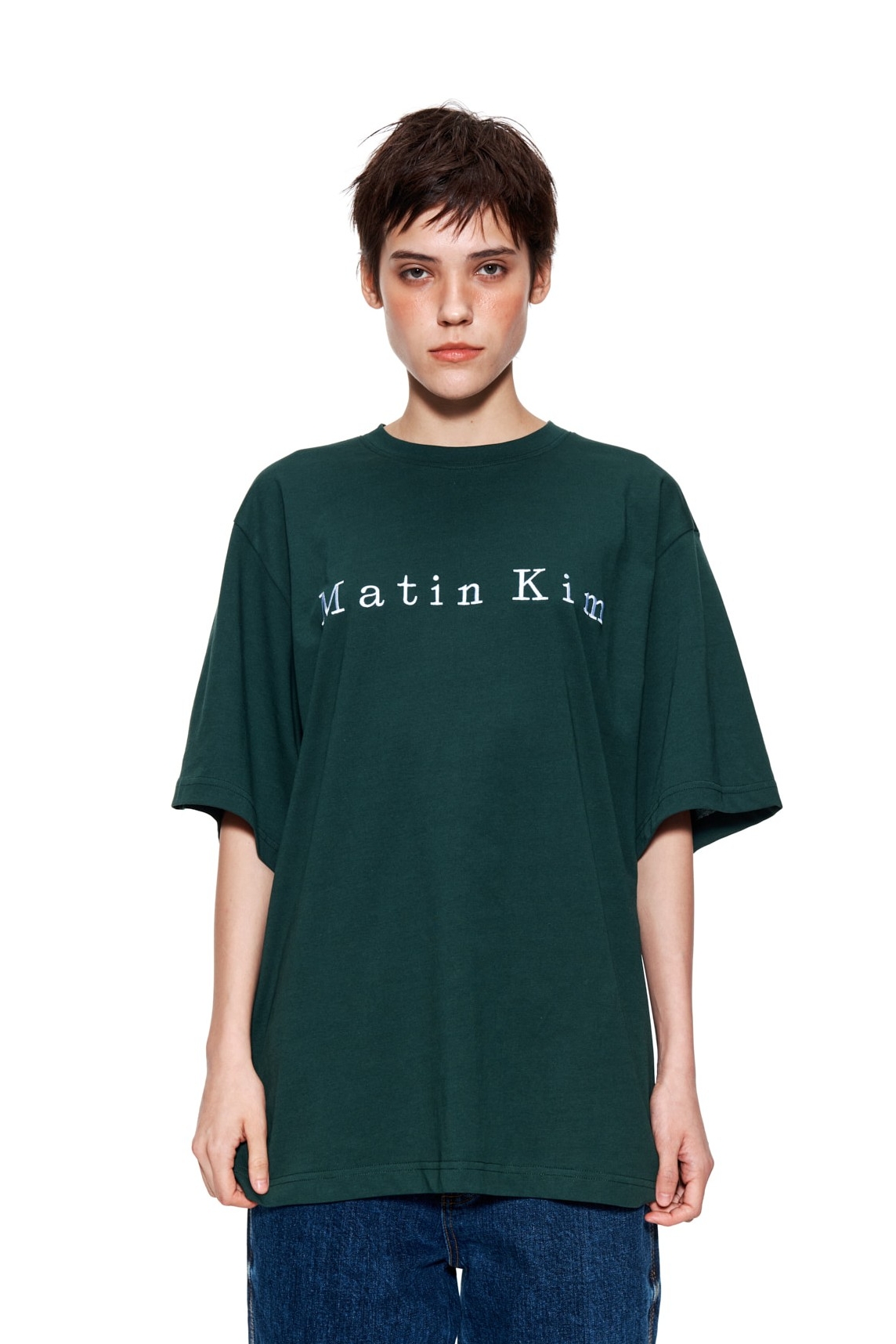 【Matin Kim】EMBROIDERY SMALL LOGO OVERSIZE TOP 3COLOR EMBROIDERY SMALL LOGO OVERSIZE TOP IN KHAKI – Matin Kim