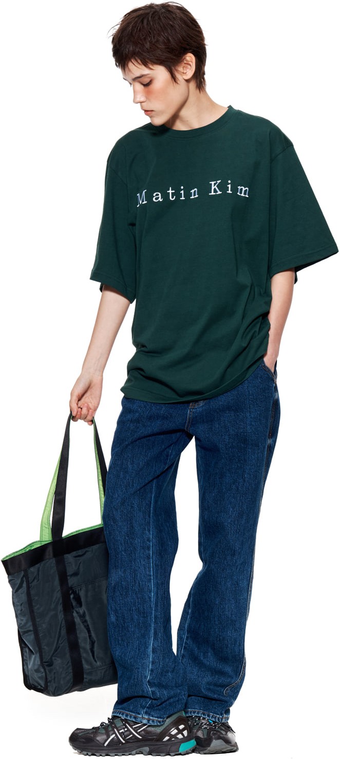 ★MATIN KIM★MATIN EMBROIDERY LOGO TOP★ Matin Kim Matin Embroidery Logo Top In Green | Basic Tees