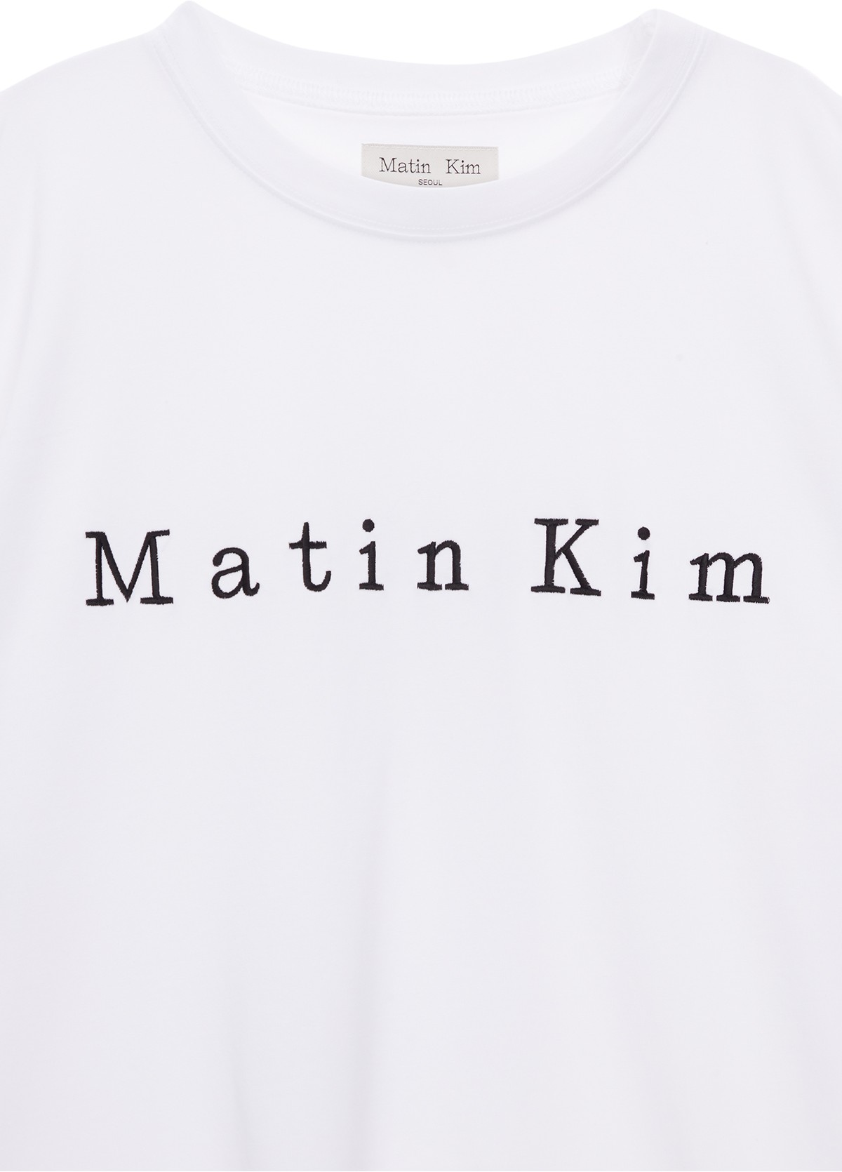Matin Kim Matin Embroidery Logo Top In White | Basic Tees