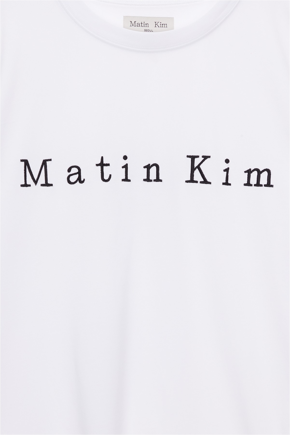 Matin Kim Matin Embroidery Logo Top In White | Basic Tees