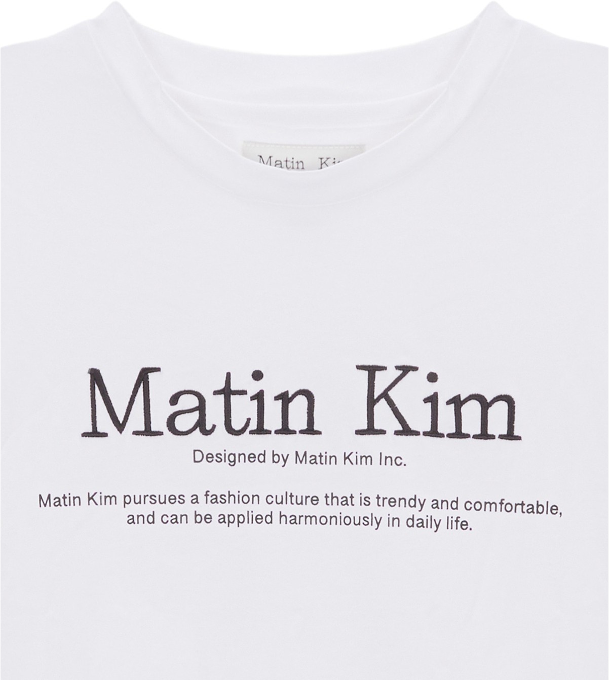 ●Matin Kim●MATIN HERITAGE TOP OVER SIZE IN WHITE Matin Kim Matin Heritage Crop Top In White | Basic Tees for
