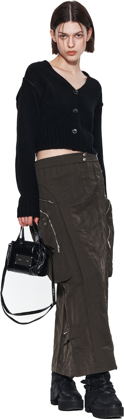 Matin Kim Matin Stitch Point Crop Cardigan In Black