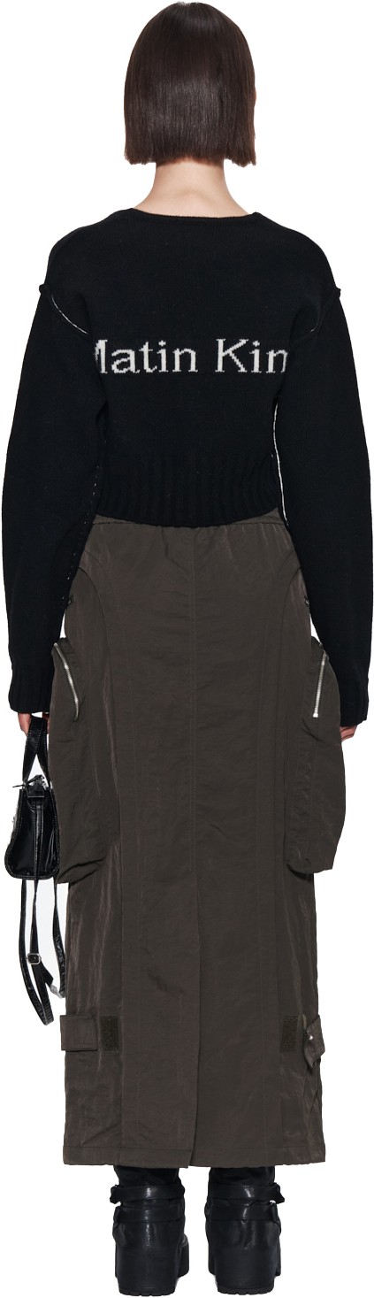 Matin Kim Matin Stitch Point Crop Cardigan In Black